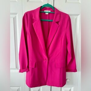 Bright Pink Single-Button Blazer Jacket
